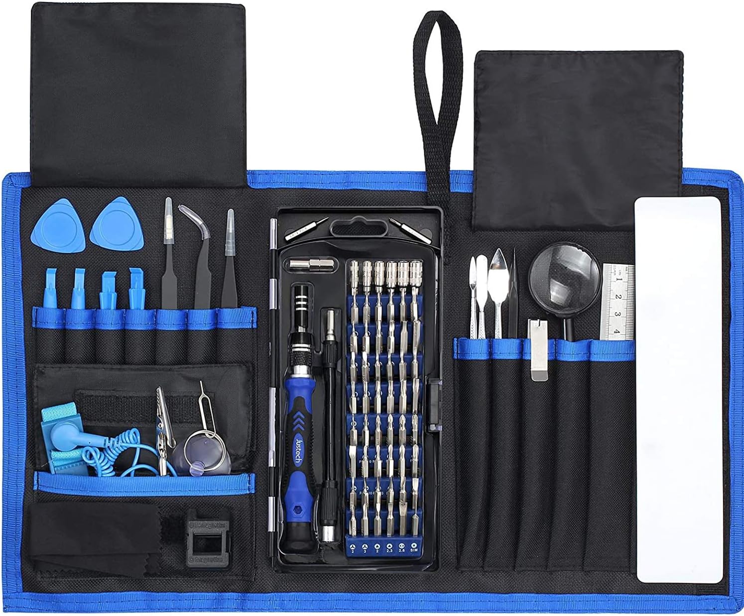 82 in 1 Precision Screwdriver Set Justech Magnetic Screwdriver Kit Professional Tiny Repair Tool Kit for Reparing Cell Phone iPhone iPad Laptop Smartphones MacBook -Blue