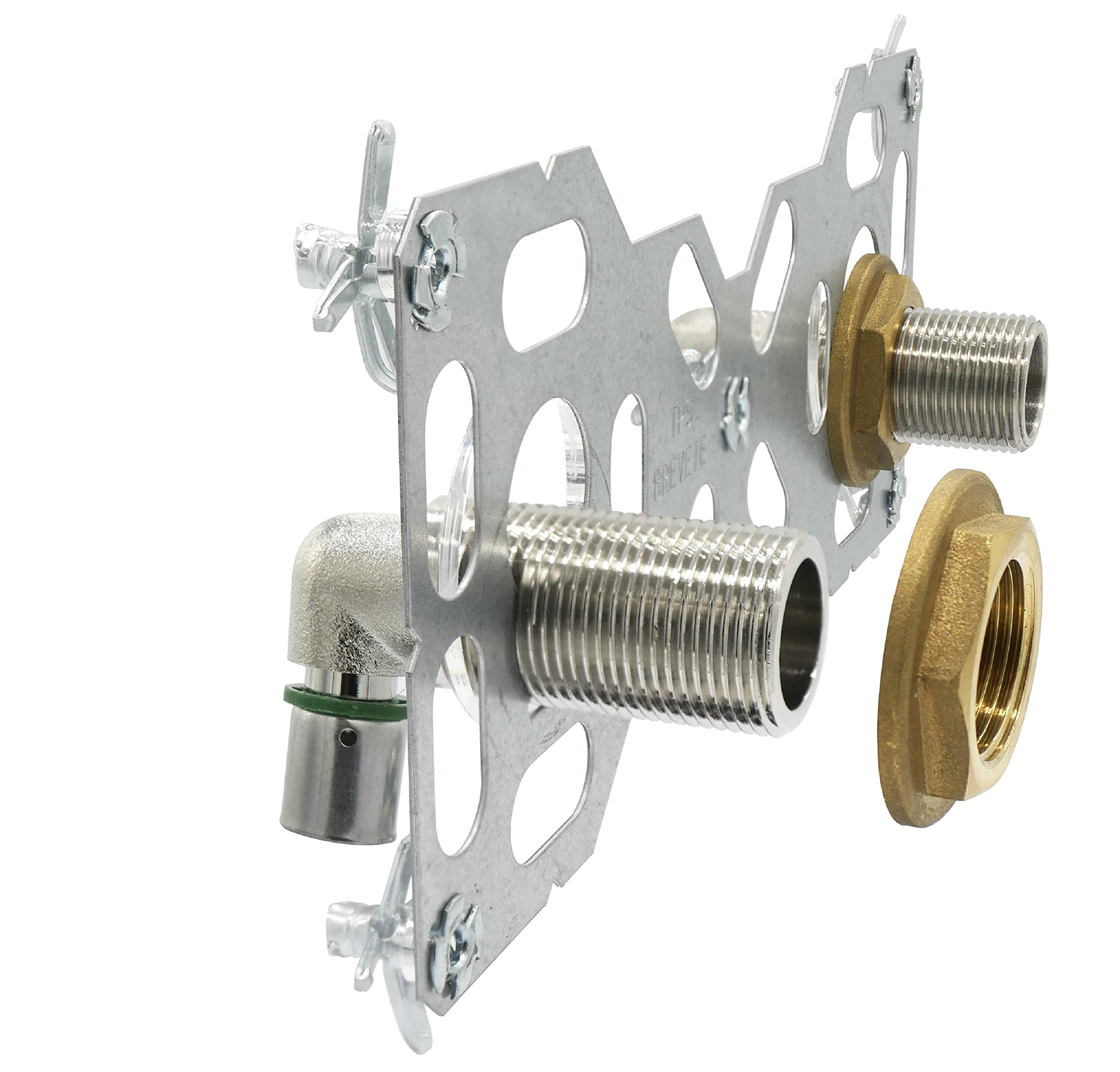 FIXSYSTEM - Kit de platino de salida para tubo PER a Crimpado Ø16 - salidas entre ejes 150 milímetros macho 20 x 27 (3/4) para grifo de ducha/bañera - Instalación visible
