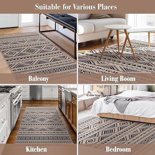 Miniatura 7 de nusoarug Alfombras modernas de yute lavables de 6 x 9 pies para entrada, ligeras, tejidas de 6 x 9 pies, alfombra de cocina de granja, alfombra de