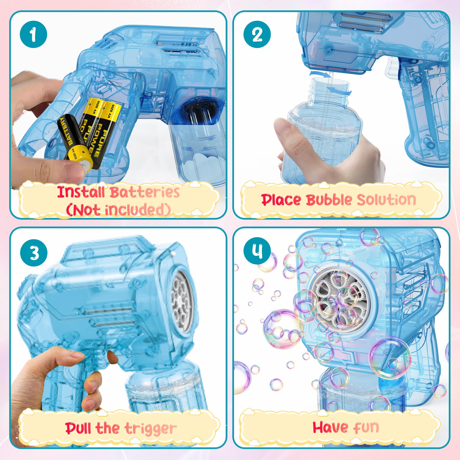 Pistola Bolle Sapone Mini Per Bambini - 5000 Bolle/minuto, Colori Gelatinosi - Foto 3