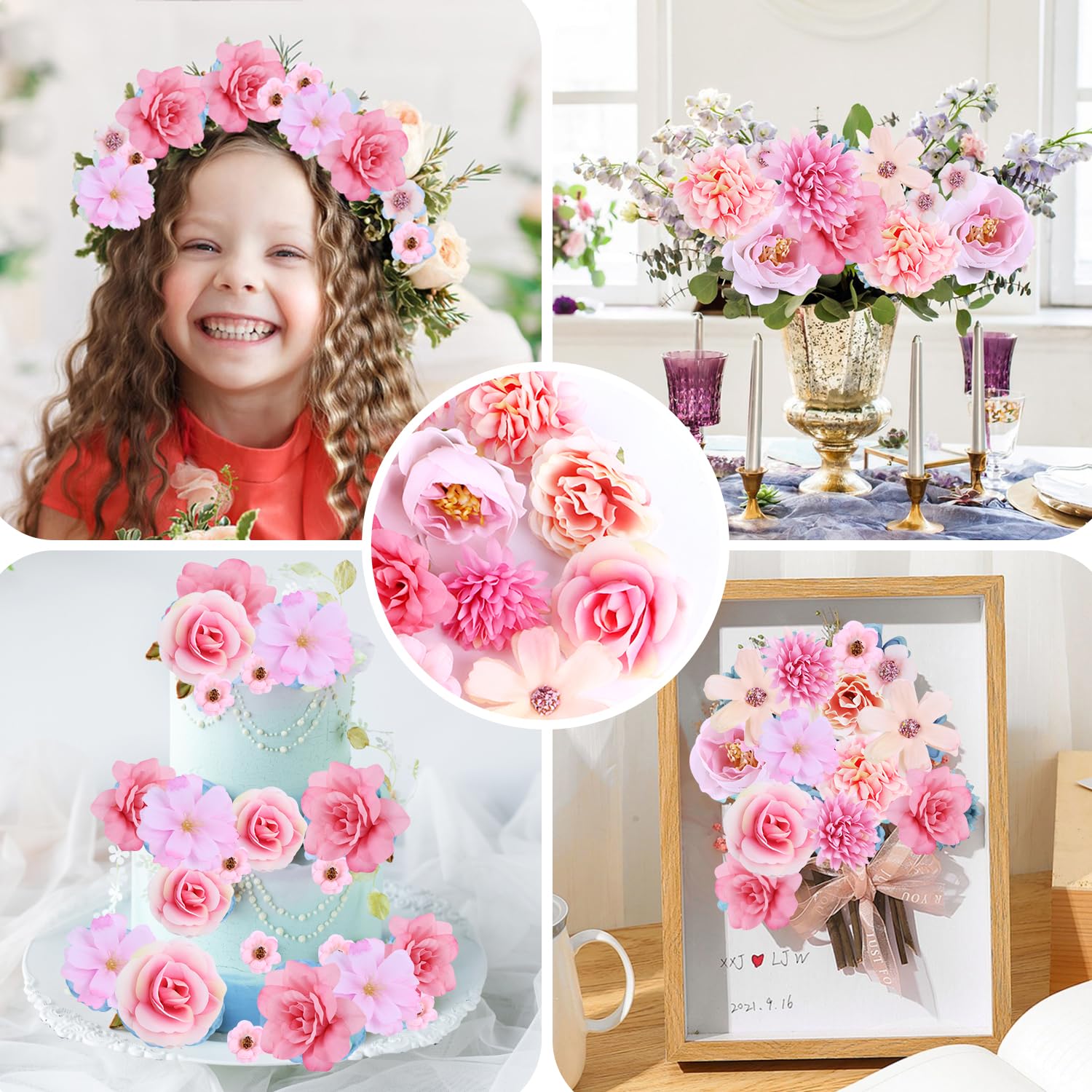 Flores Artificiales De Tela - 20 Piezas Rosas Para Manualidades, Decoración De Boda Y Hogar