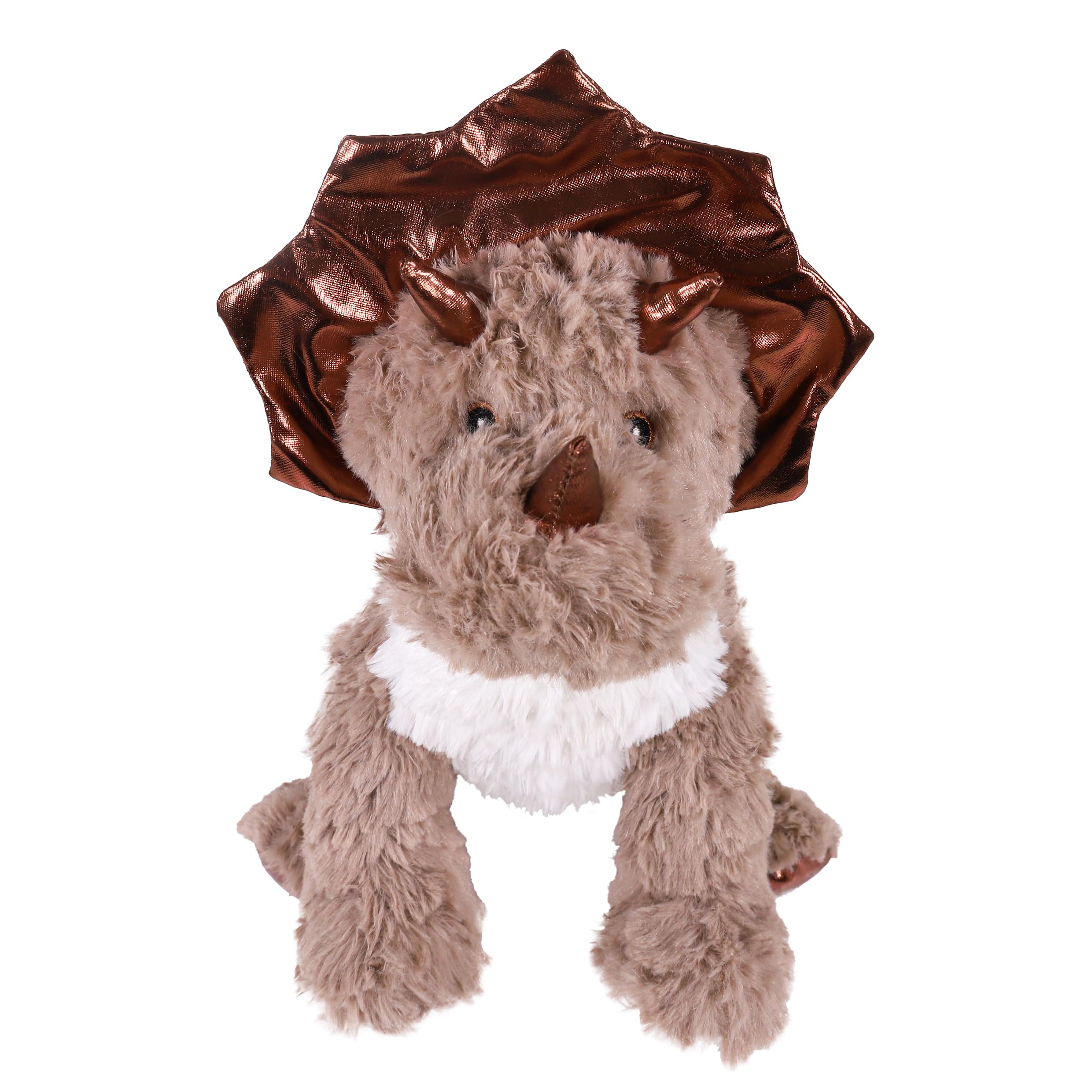 Rosewood Dasher Dino Dog Toy - Festive Plush Dinosaur with Metallic Bronze Accents - Soft & Cuddly Holiday Toy for Gentle Play and Snuggles, for Dogs