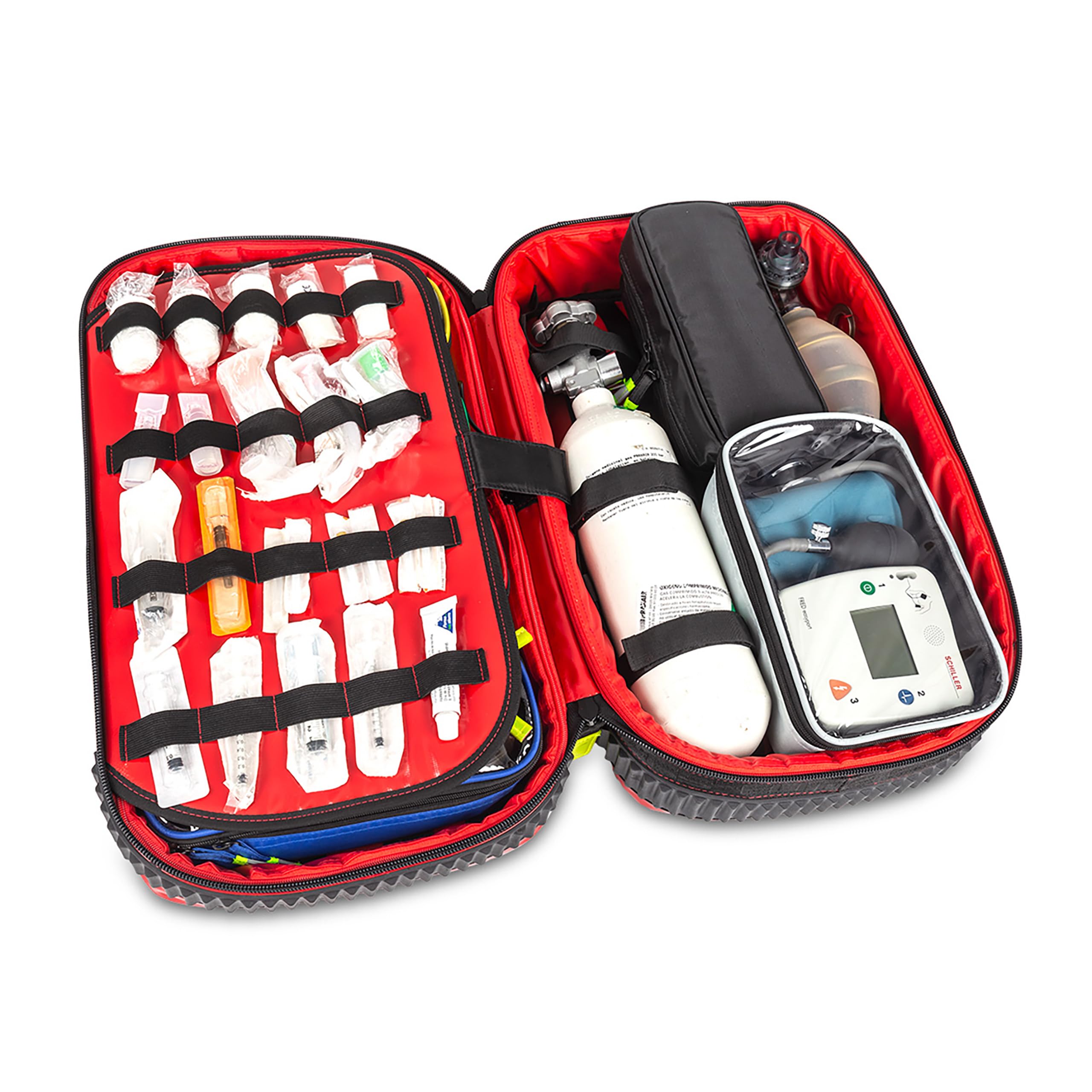 ELITE BAGS - EMERAIR PLANE Notfallkoffer | rot | robuster Notfallrucksack | ergonomisches Rucksack-Tragesystem | inkl. Modultaschen | Stoß-Schutz und Polsterung