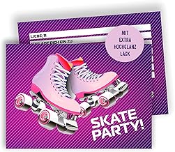 Edition Colibri 10 Invitation Cards Children's Birthday A6 - Skate Party, Roller Skate Design, Cool Invitations for Girls, Boys & Teenagers