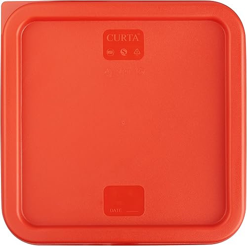 Miniatura 8 de CURTA Paquete de 4 recipientes de almacenamiento de alimentos con tapa roja, grado comercial NSF en 6.0 cuartos de galón, cuadrado, transparente,