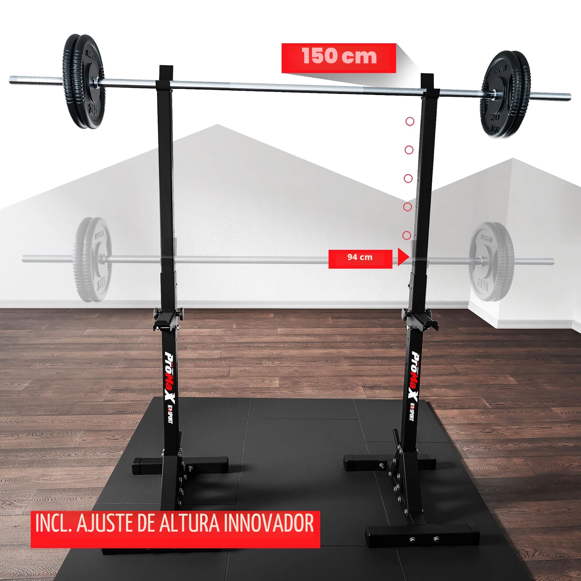 K-Sport - Soporte olímpico para sentadillas - Soporte para pesas ajustable, para entrenar en casa