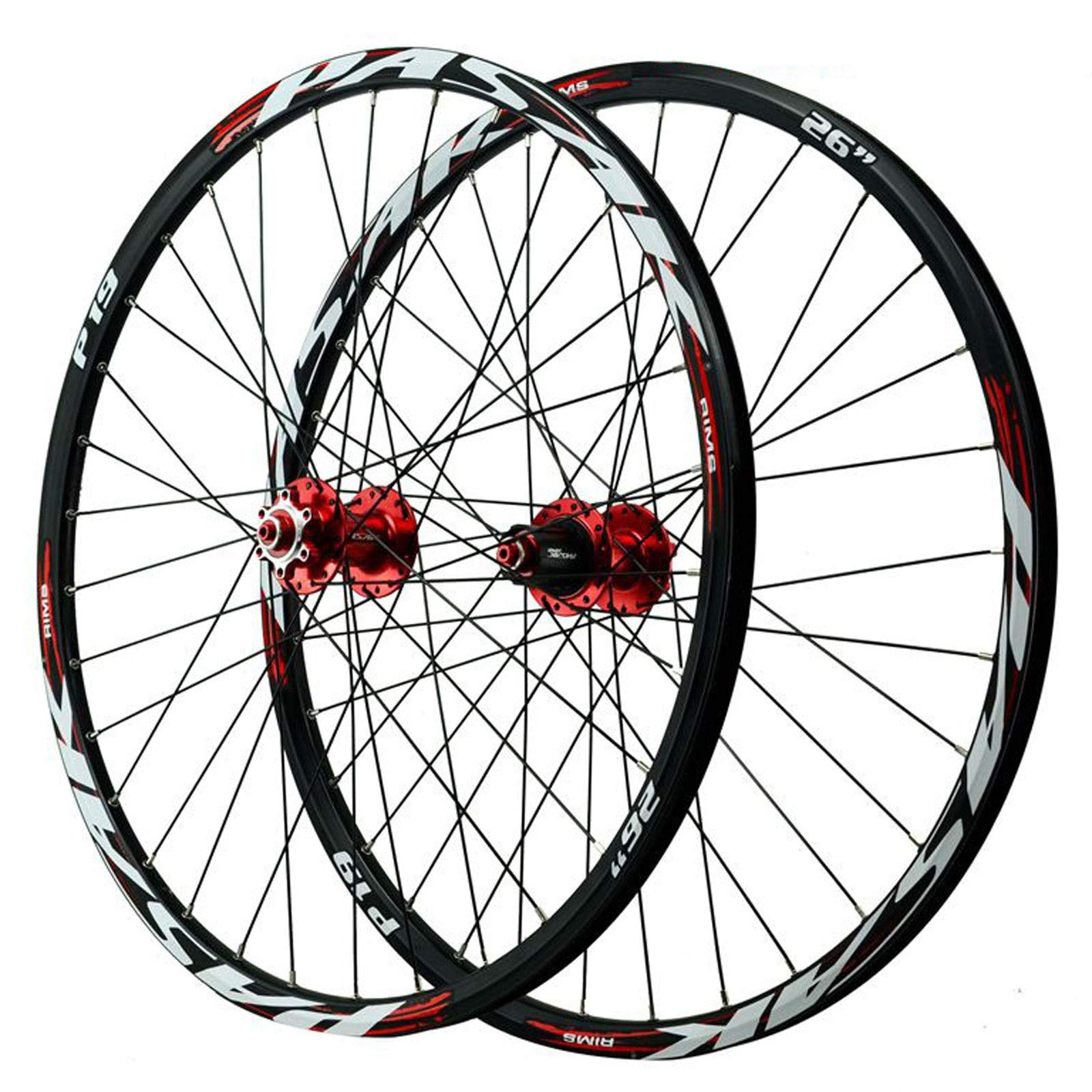 Zestaw kół rowerowych 26/27,5/29", felga aluminiowa o podwójnych ściankach, przednie koło z 2 łożyskami, tylne koło z 5 łożyskami, 7-12 biegów, szybkozamykacz.