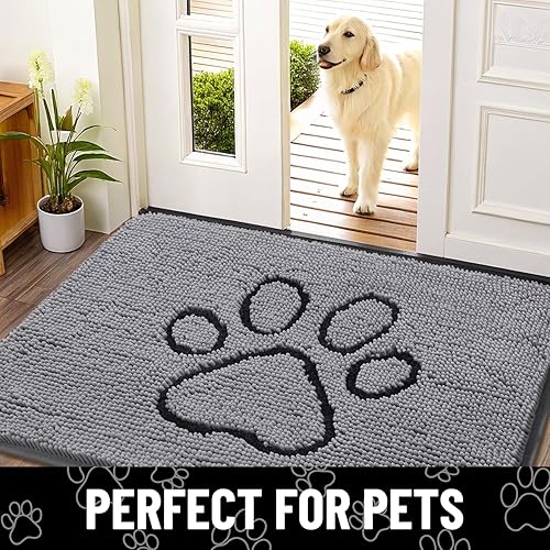 Miniatura 7 de Smiry Tapete de 2 piezas para puerta de perro para patas fangosas, absorbente y atrapa la suciedad, antideslizante, de secado rápido, lavable,