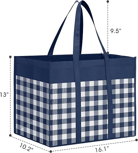 Miniatura 4 de WISELIFE Bolsas de compras reutilizables para comestibles, paquete de 10 bolsas grandes plegables a granel, bolsas ecológicas para productos