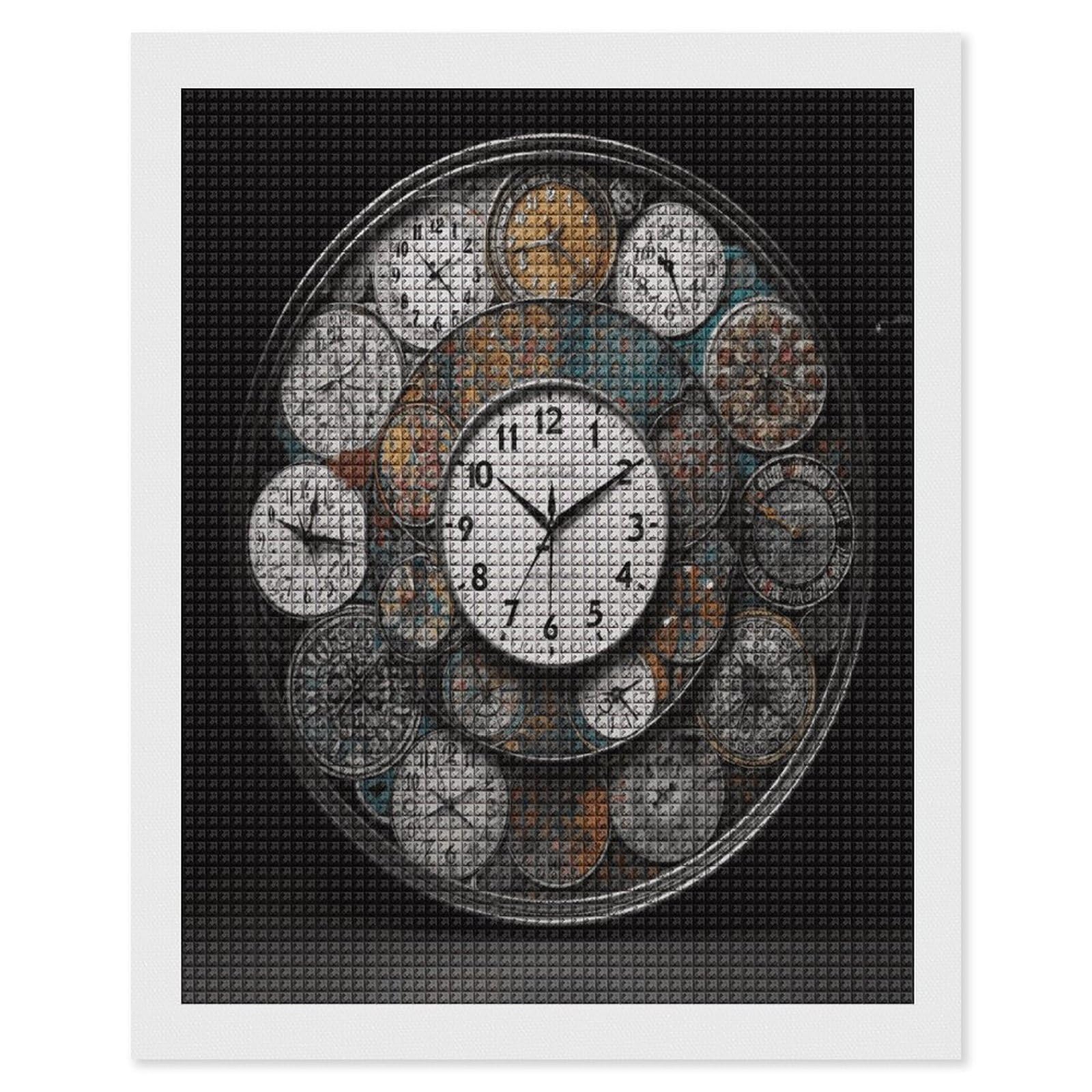 FodPand Clock Art Diamond Painting Kit for Beginner Fun 5D DIY Crafts for Adults Diamond Art Kits Square Diamond Art Canvas Painting Gem Art Crafts for Home Wall Decor 16"x20"