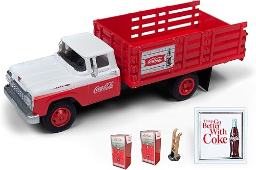 Mini Metals 1960 Ford Stakebed Camión con 1960 máquinas camión de mano y señal Coca-Cola escala 187