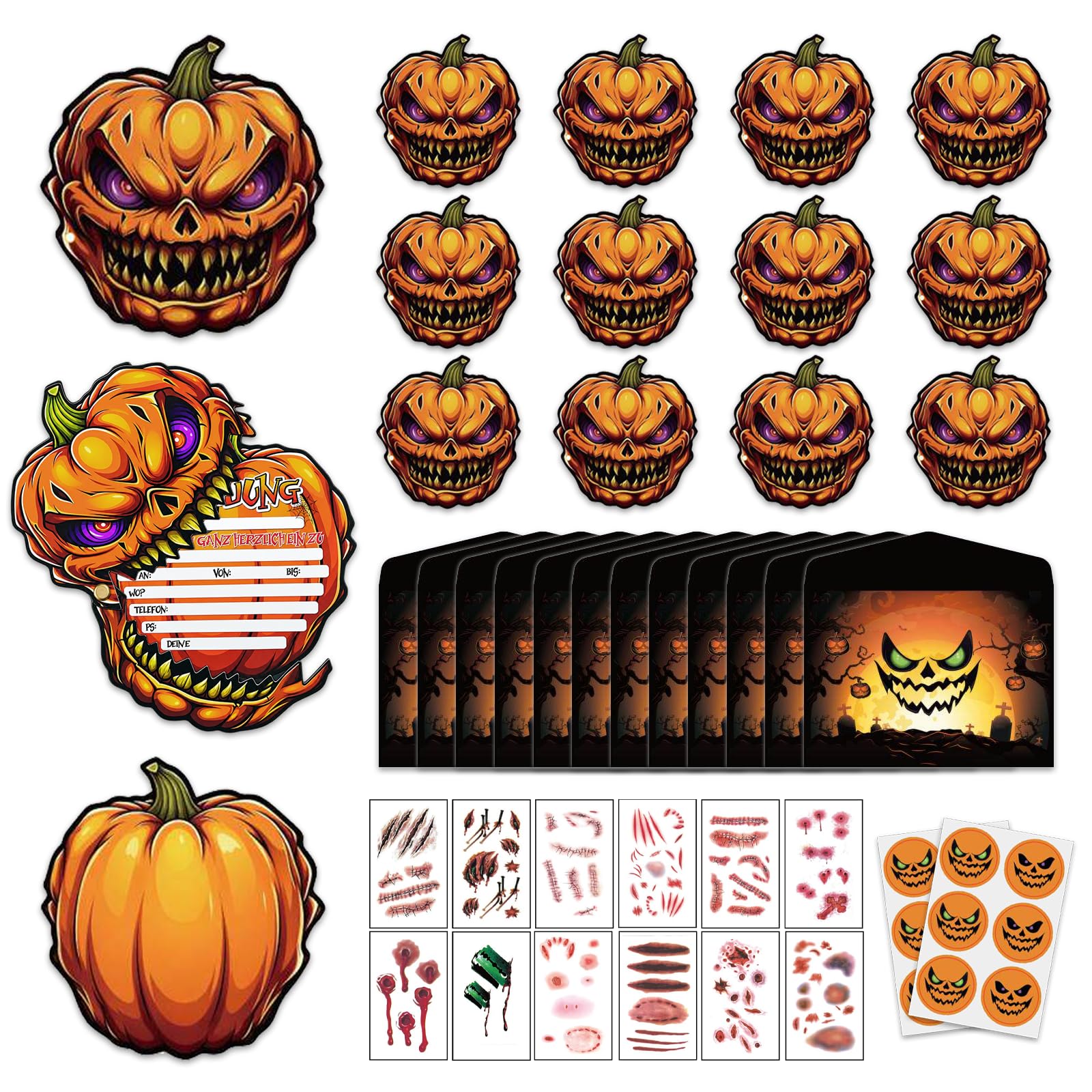 12 Stück Halloween Einladungskarten Kinder, Halloween Party Einladungen | Halloween Einladungskarten, Kinder Geburtstag Einladung, Einladungskarten für Halloween Grusel Party