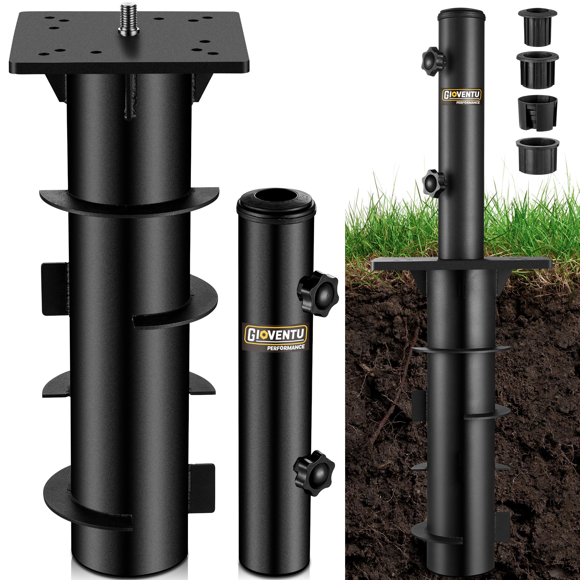𝟐𝟎𝟐𝟓 𝐔𝐩𝐠𝐫𝐚𝐝𝐞𝐝 In Ground Umbrella Base with Umbrella Stand Tube, Universal Heavy Duty Umbrella Ground Mount Outdoor, Inground Umbrella