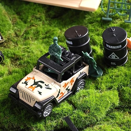 Miniatura 4 de AMOR PRESENT Juego de 120 piezas militares para hombres del ejército, juego de soldados de juguete de plástico, figuras y accesorios con vehículos,