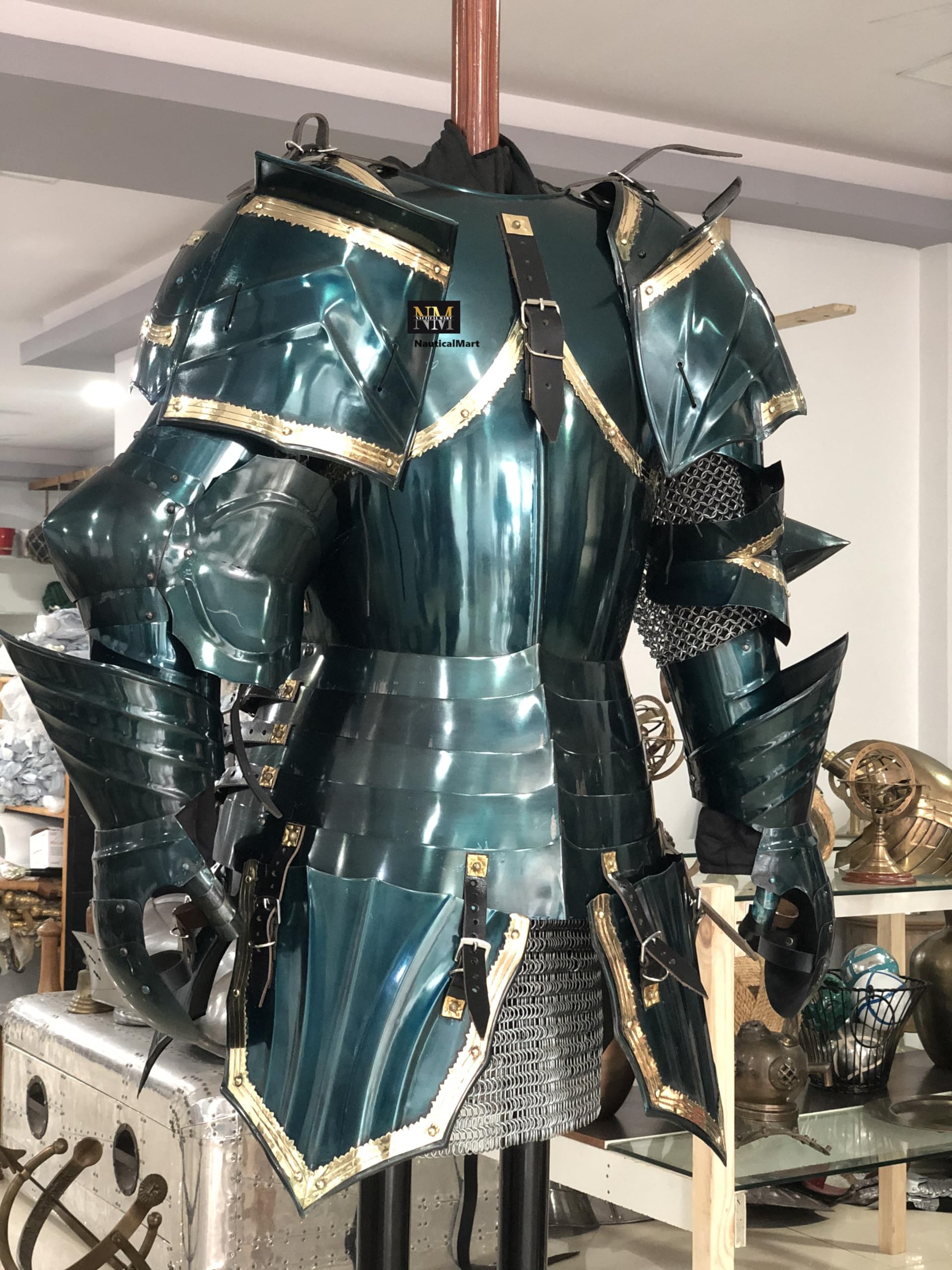 NauticalMart Medieval Blue Half Suit of Armor Reenactment Wearable Costume Halloween Breastplate