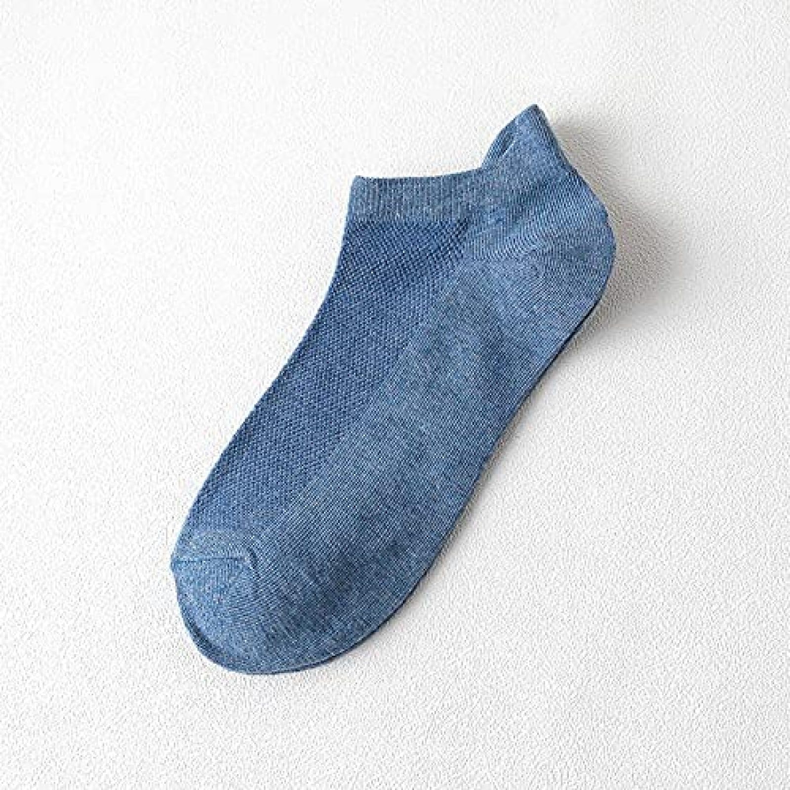 Calcetines Atléticos Ligeros Para Exteriores Para Mujer, Malla De Algodón Sólido Brock 10PCS Código Blanco, Calcetines De Corte Bajo De Algodón Antideslizantes Para Mujer,Azul Vaquero,Código,Pleas