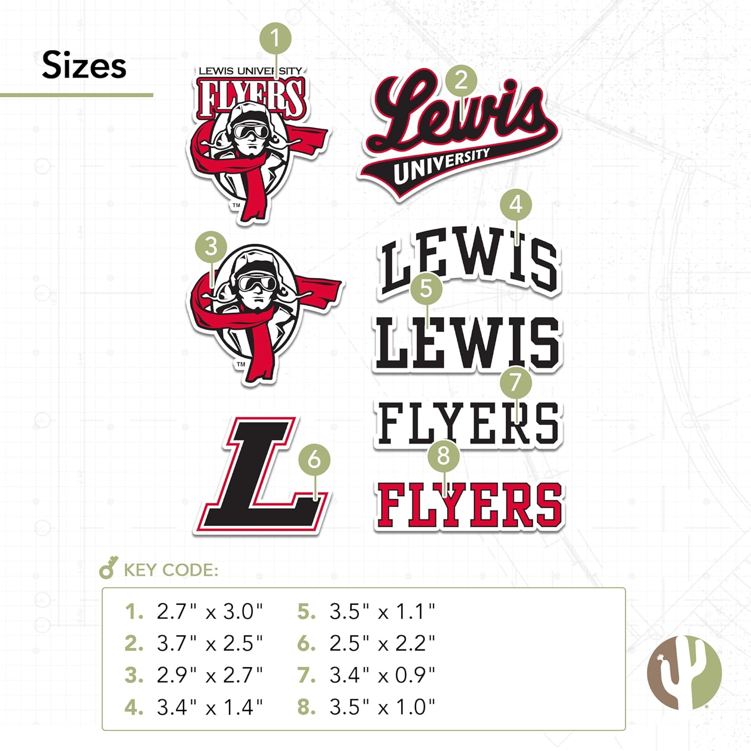 Desert Cactus Lewis University Sticker Flyers Sticker Vinyl Decals Laptop Water Bottle Car Scrapbook Sheet T2 (Type 2) - Image 3