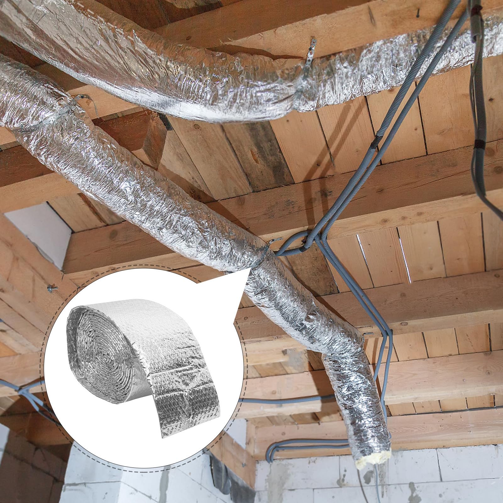 VANZACK Reflektierende Aluminium Luftpolsterfolie als Dämmrolle mit Wärmeeffekt und Einfacher Zuschnitt für Dächer und Gewächshäuser zur Isolation in Sommerferien