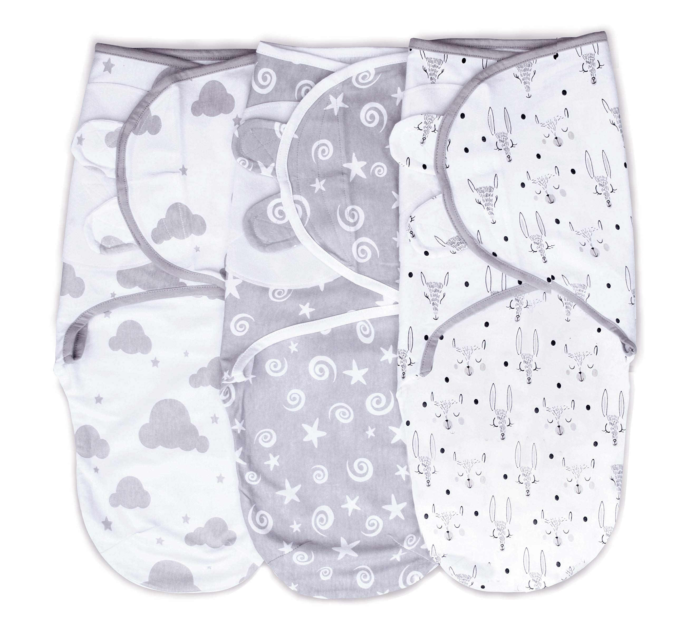 Cambria Baby Organic Cotton Adjustable Infant Swaddles for Safe and Sound Sleep, Self Fastening, Ages 0-3 Months