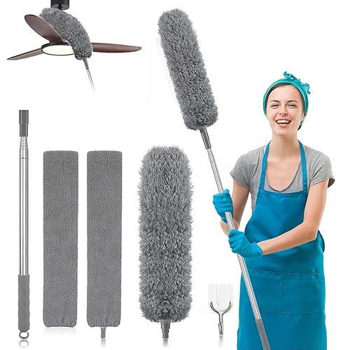 6 Pezzi Spolverino per Polvere,Allungabile 245cm,Togli Ragnatele,Spolverino Microfibra Lavabile,Adatto per