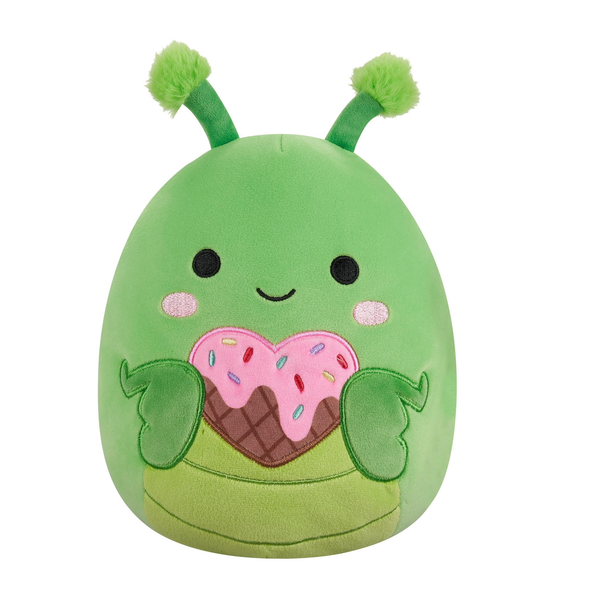 Squishmallows Original 7.5-Inch Trenton the Green Praying Mantis Holding a Heart Ice Cream Valentines Plush