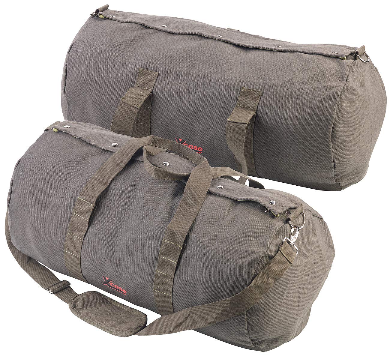 Xcase Reisetasche Segeltuch: 2er-Set XL-Canvas-Reisetaschen mit gepolstertem Schultergurt, 70 Liter (Unisex-Reisetasche, Tasche für Fitnessstudio)