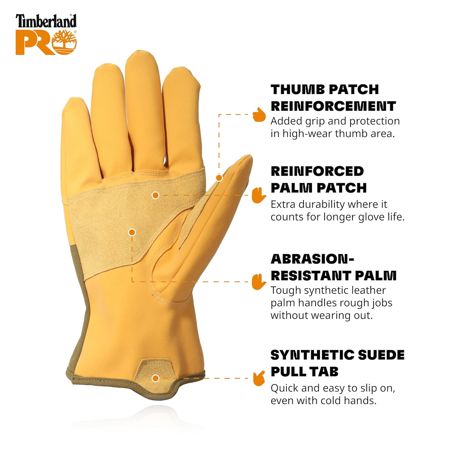 Timberland PRO Men's Insulated Canvas and Synthetic Leather Gloves - Durable Nylon Back Hand - Reinforced Palm and Thumb - Abrasion Resistant - Machine Washable, Wheat Multi, XX-Large