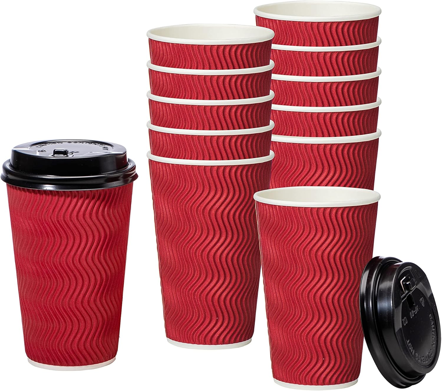 RACETOP [16Oz 50Sets] Disposable Coffee Cups with Lids