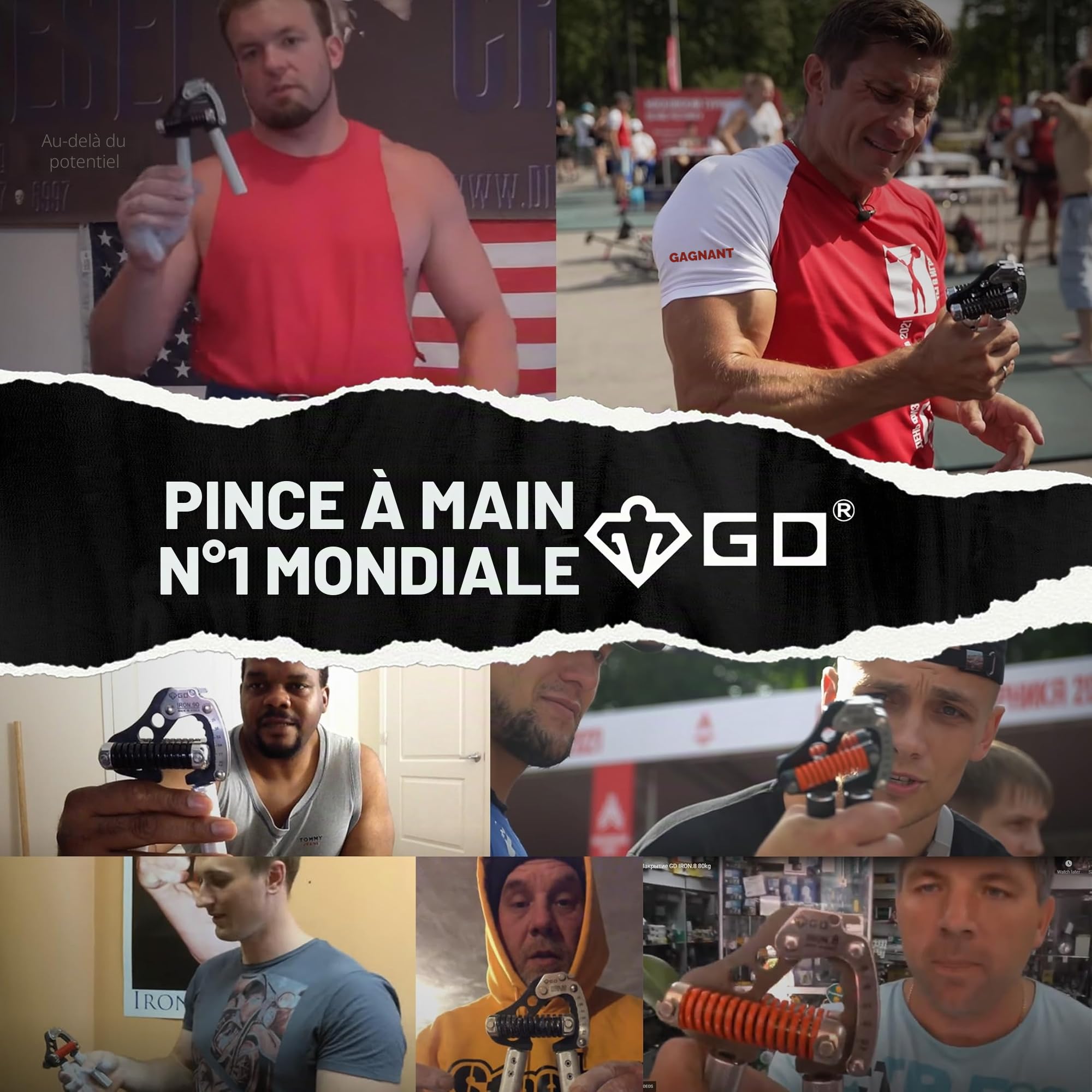 GD Iron Grip Ensemble de poignées pour entraînement de poignet réglable pour entraînement des doigts