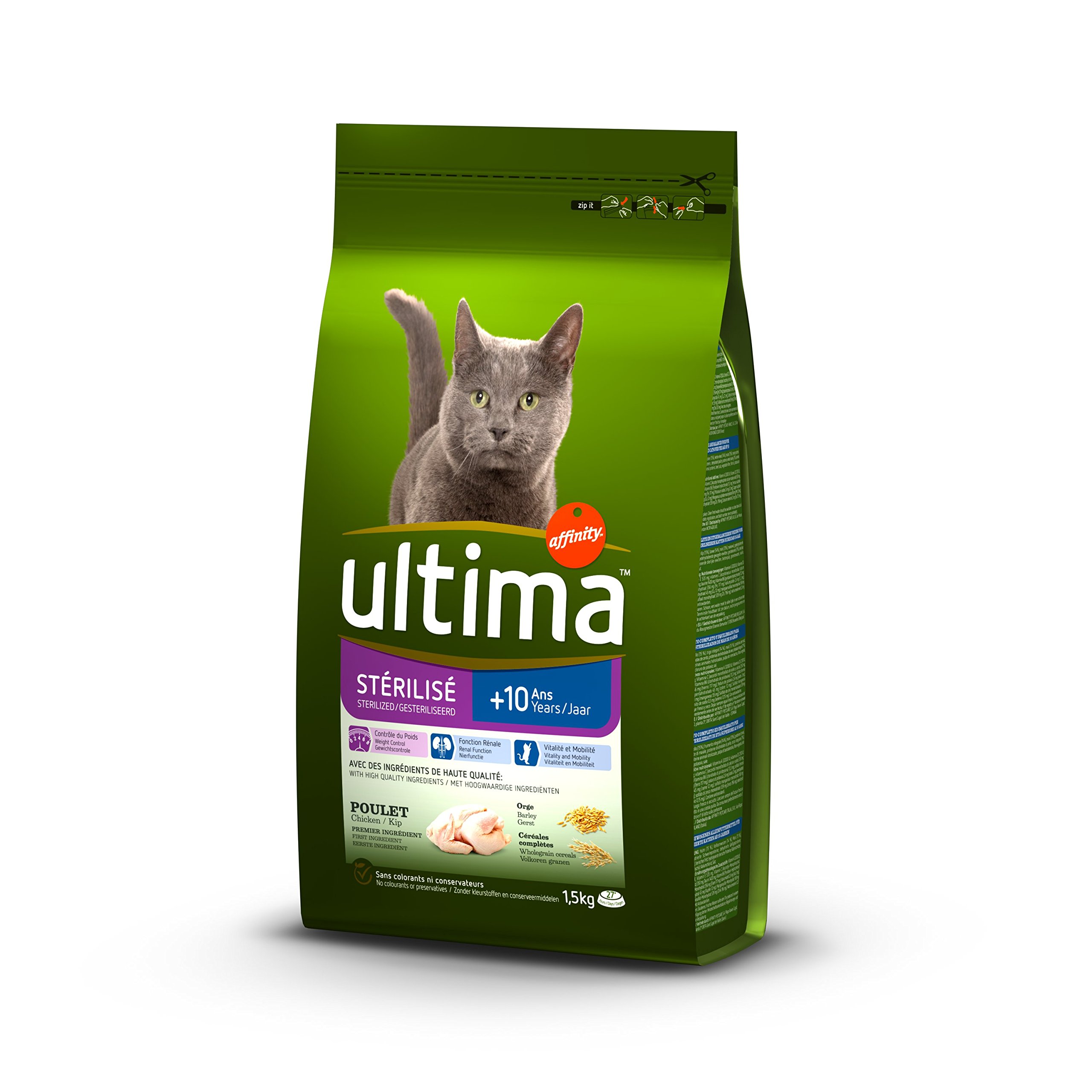 Ultima Chats Stérilisés Aliment Formulé + de 10 Ans 1,5 kg