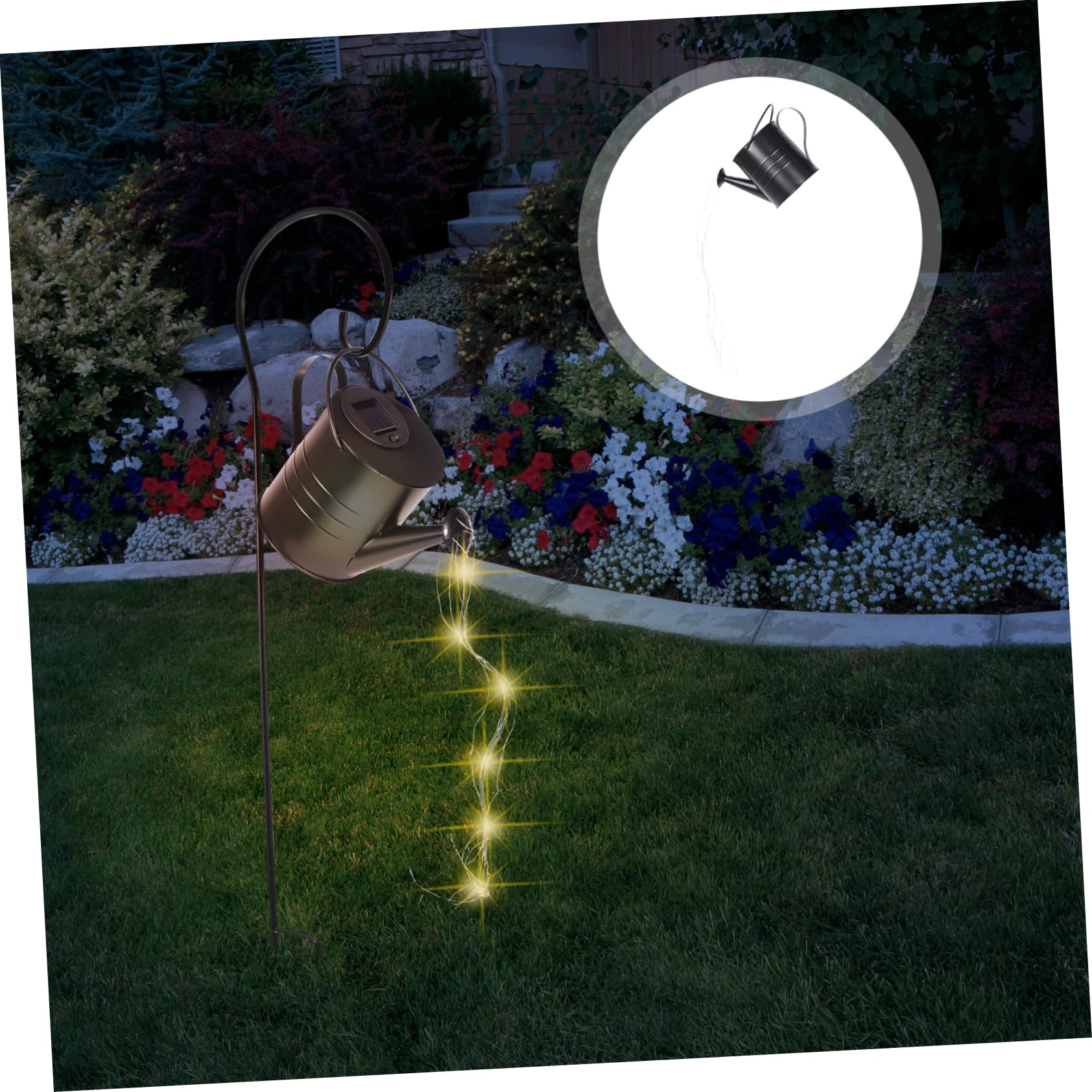 Solar Gießkannenlampe aus Eisen in Schwarz für Garten, Terrasse