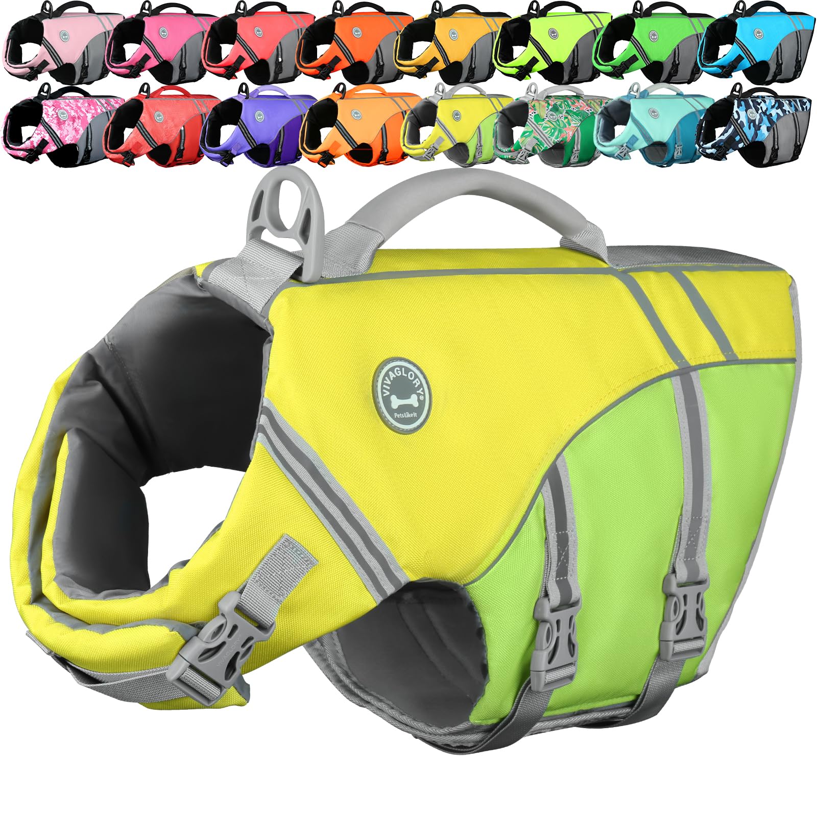 VIVAGLORY Sports Style Hundeschwimmweste, Rettungswesten Für Hunde Bootfahren, Auftrieb & Schwimmhilfe, Schwimmweste