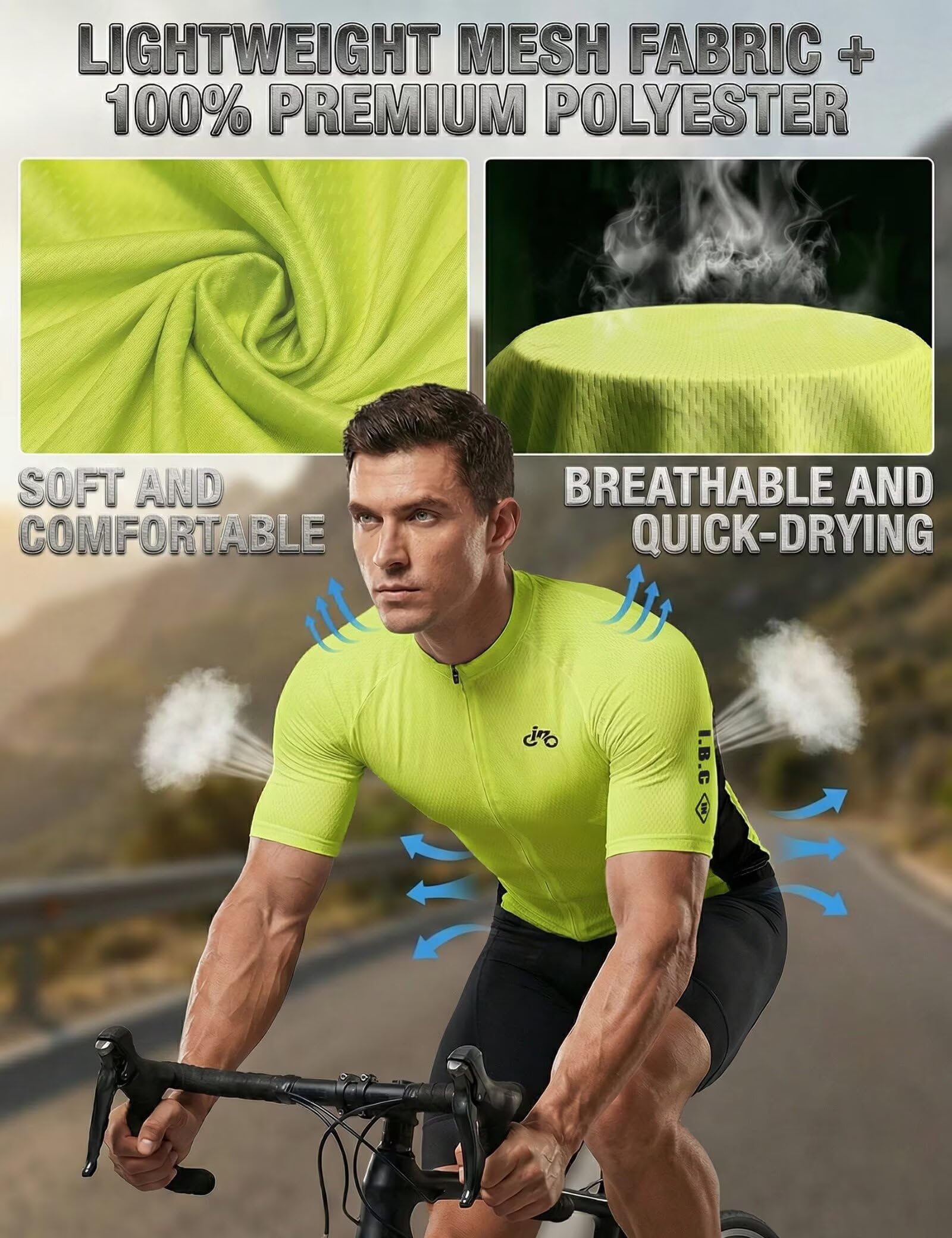 INBIKE Tenue Cyclisme Homme avec 3D Gel Rembourré Mailot+Cuissard Velo Homme Respirant et Antitranspirant avec 3 Poches Arrière et Détails Réfléchissants S223
