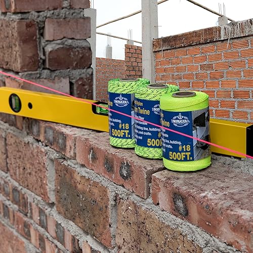Miniatura 5 de HONGDA Juego de líneas Mason de 500 pies, cuerda de nailon trenzado #18 perfecta para trabajos de mampostería y para el diseño de construcción