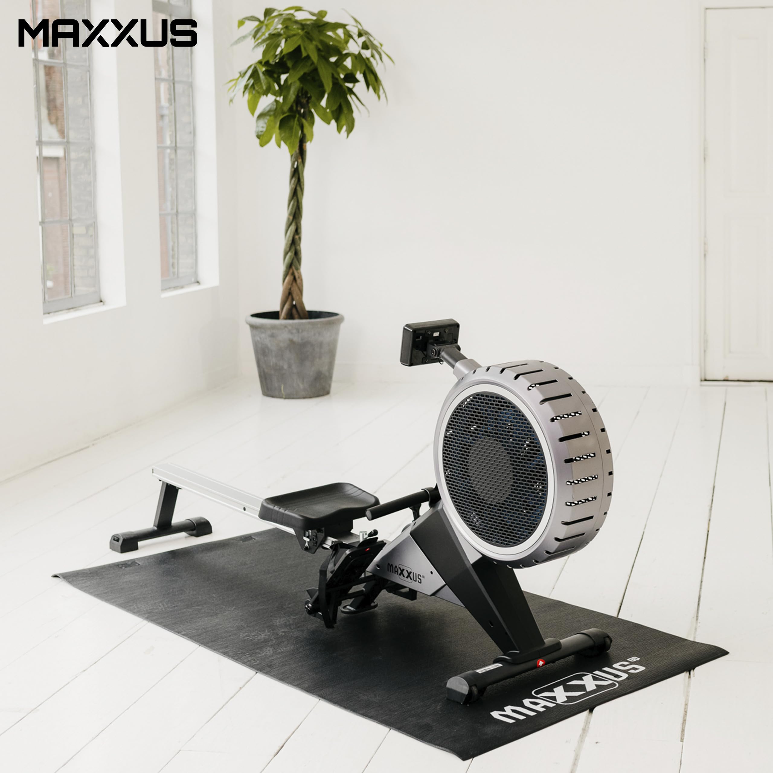 MAXXUS® Bodenschutzmatte 210/240 x 100 cm, rutschfest, für Fitnessgeräte | Schwere Unterlegmatte mit strukturierter Oberfläche, schützt vor Schmutz, Schweiß und Vibrationen, für Laufband, Crosstrainer