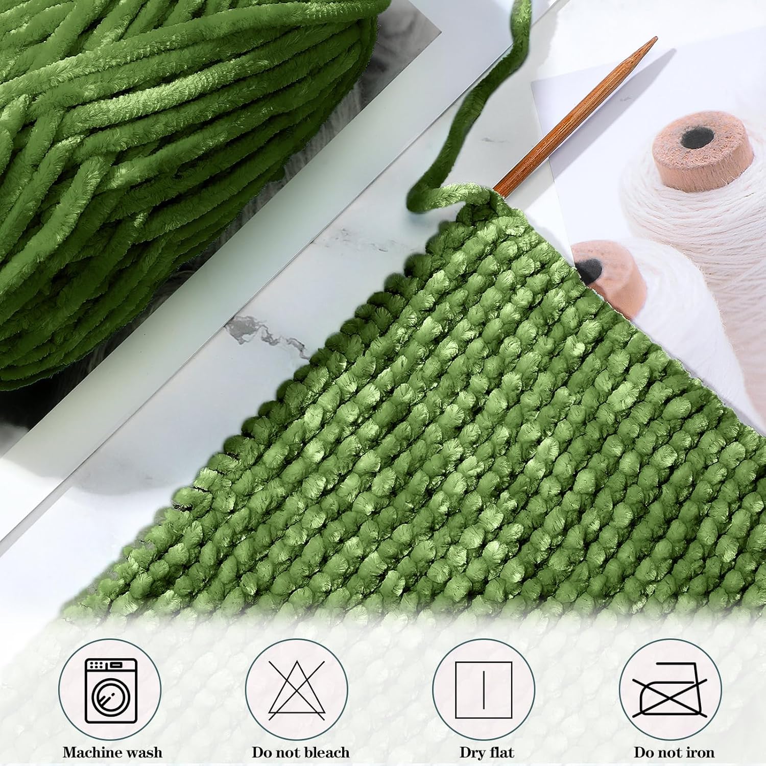 Xinnun 12 Skeins 1116 Yards Chenille Velvet Soft Thick Plush Yarn Bulk for Crocheting Knitting Blanket DIY Weaving Craft, 6mm, 3.5 Oz/Skein(Simple Color)