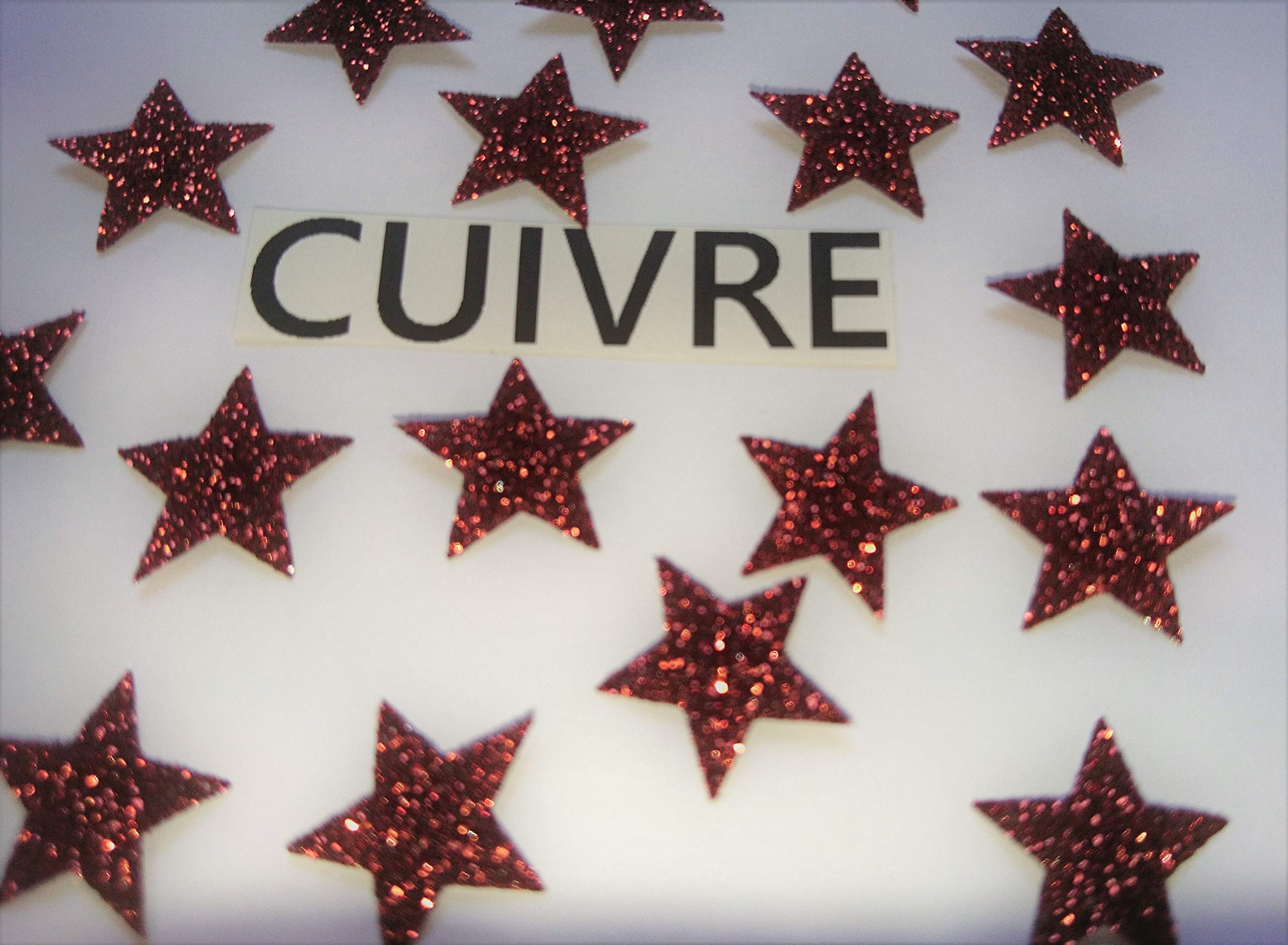 SAFIRMES 20 Copper Coloured Stars Hotfix Iron-On Transfer Glitter Coper1.5 cm Bling Effect