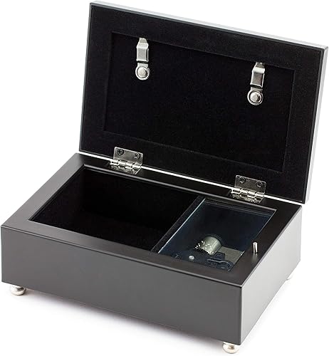 Vista 4 de Cottage Garden Caja de música negra mate para niño especial de la primera comunión que reproduce el aleluya de Handel