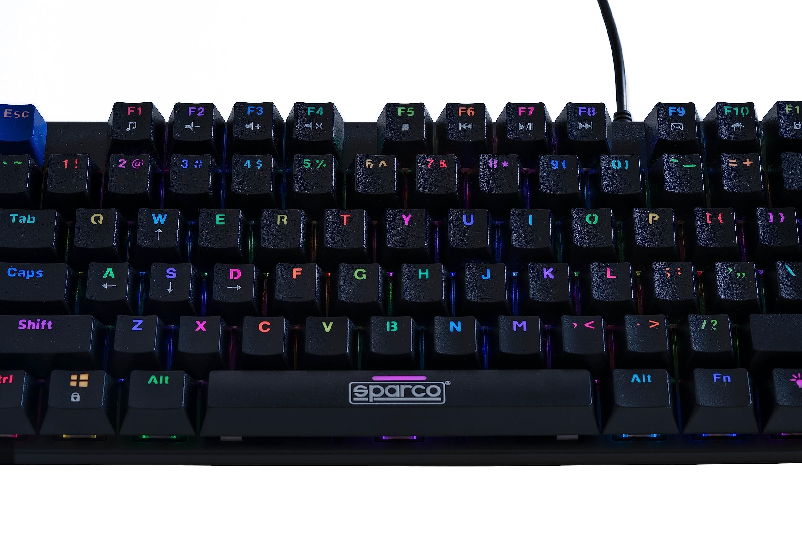 Celly, Tastiera con Filo Phantom Linea Sparco, Tastiera Meccanica Gaming Full-size Layout USA, Retroilluminazione Rainbow, Modalità Anti-ghosting, Luci RGB con 18 Modalità di Illuminazione, Plug&Play