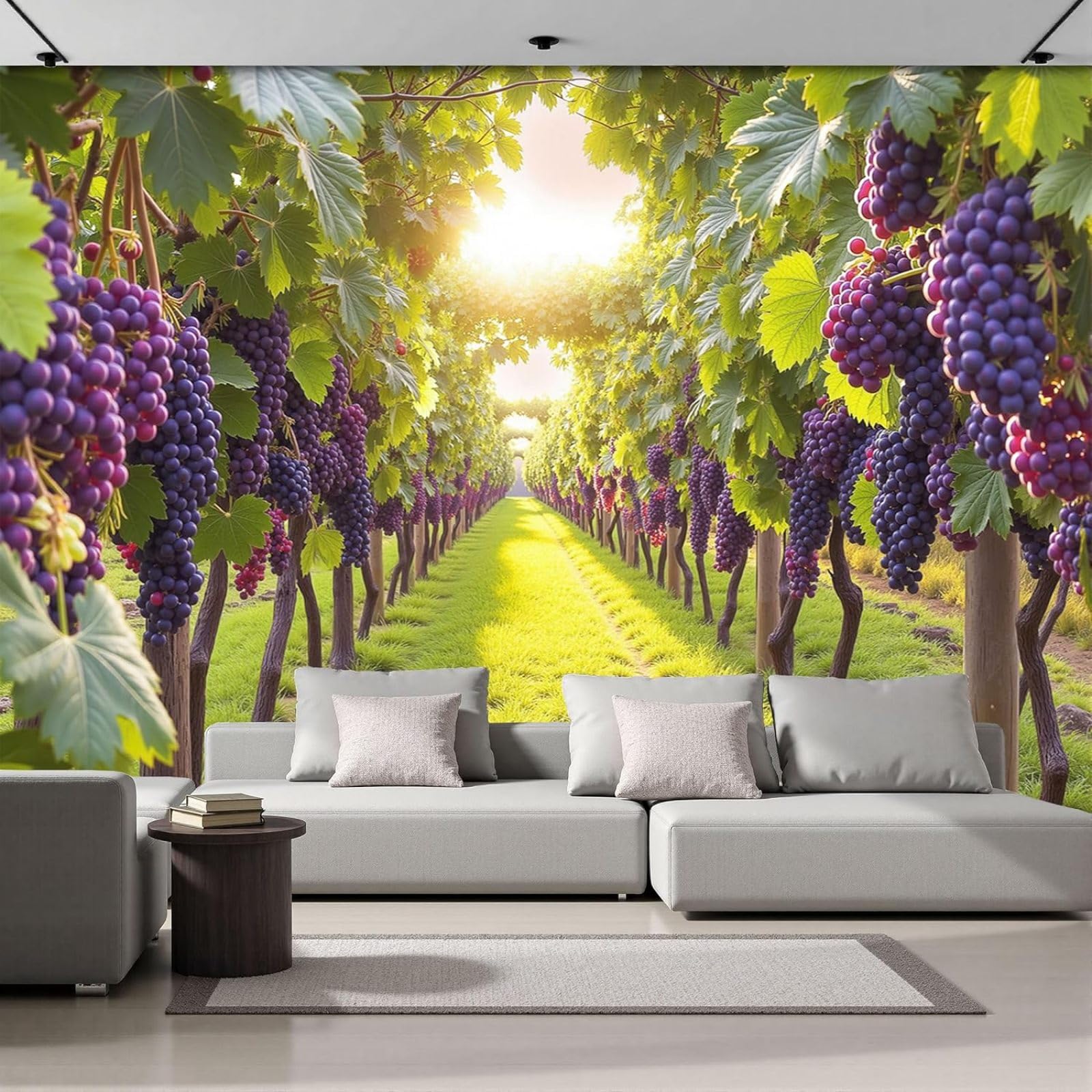 kfjhgbdshhj Wallpaper Natural Rural Landscape, Vineyards Farm, XXL Non-Woven for Bedroom Living Room, Green, Wall Covering, 430cm x 300cm Stickers - Frameless Painting - Poster