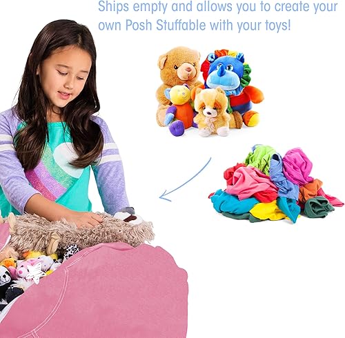 Miniatura 24 de Posh Stuffable - Sillón puff con almacenamiento para niños, contenedor de animales de peluche, organizador de juguetes de niños Lienzo Burbujas Azul