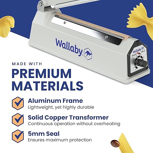 Miniatura 6 de Wallaby Sellador de impulso - 8 pulgadas - Máquina selladora manual de calor para bolsas de Mylar - Resistente para un sellado fuerte y seguro para