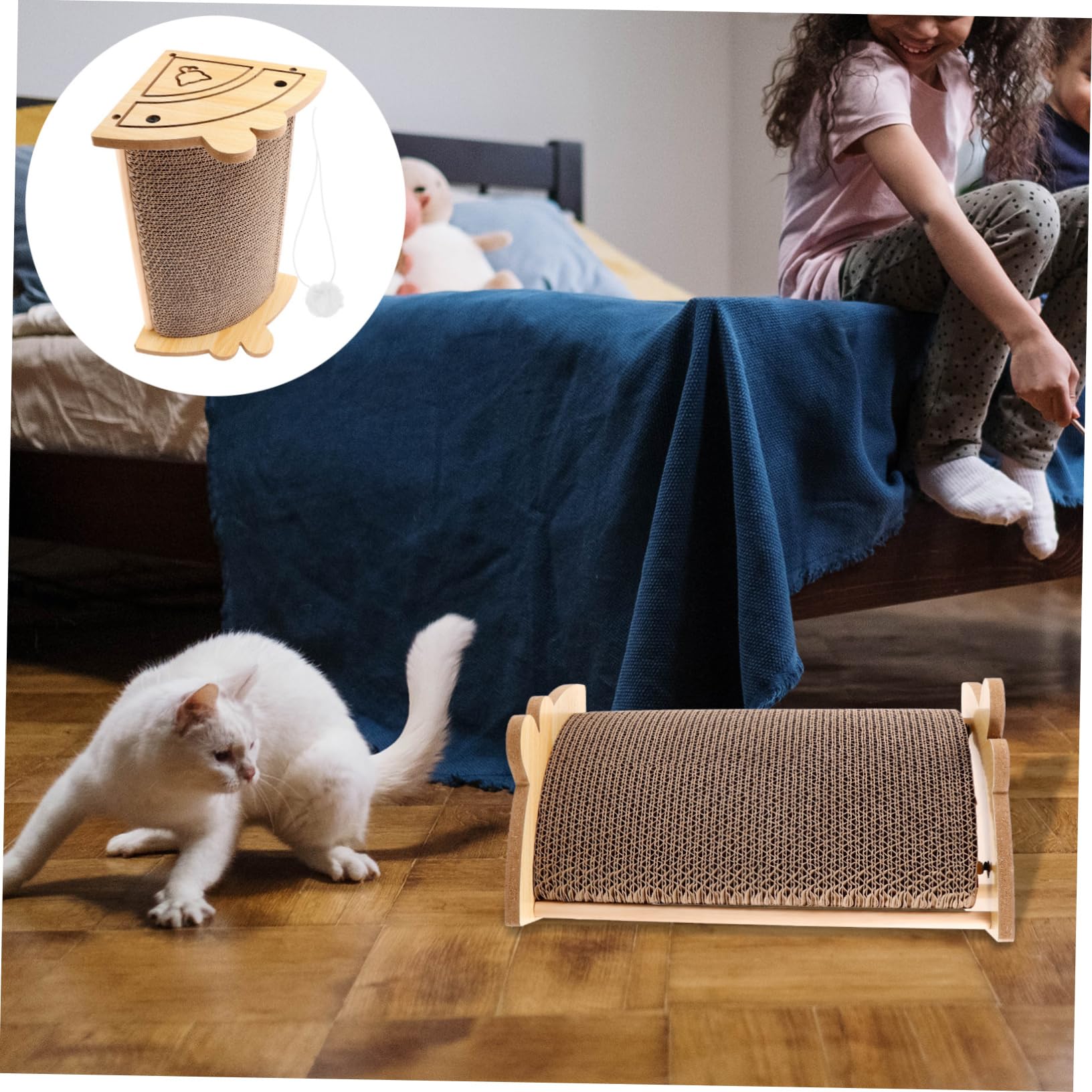 COLLBATH Rascador para Gatos De Cartón Ondulado Interactivo Tablero De Arañazos De Resistente y Duradera Protector De Muebles para Gatos para Uso Interiores
