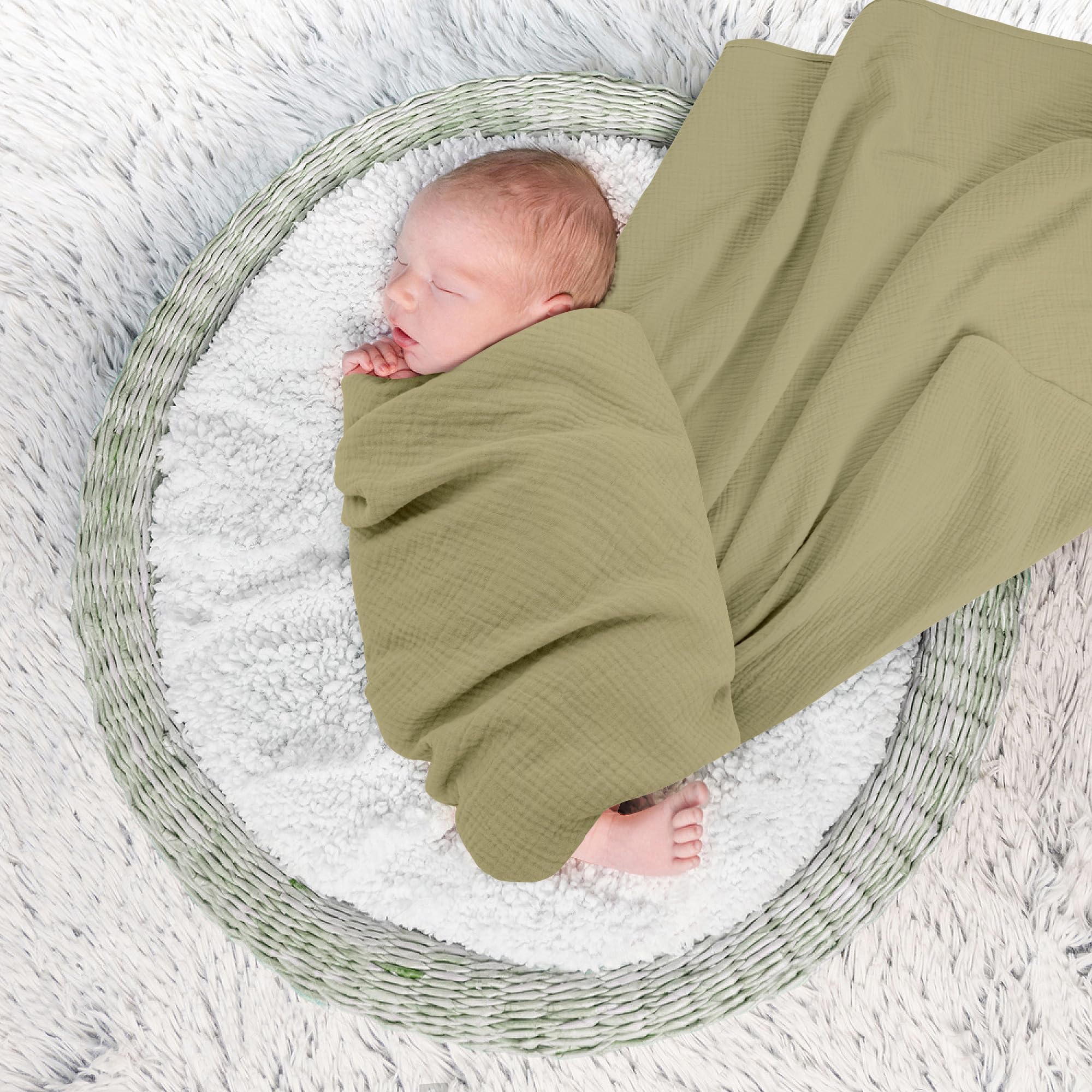 Susurration Muslin Cloths for Baby 100 x 96 cm Baby Swaddle for Boys and Girls Soft Baby Muslin Blanket - Image 3