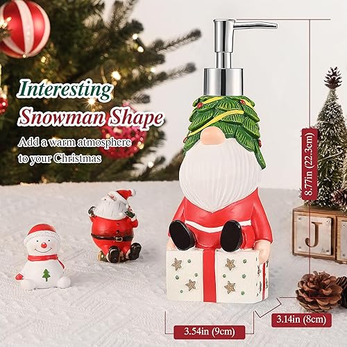 Miniatura 4 de Dispensador de jabón de Navidad, botella de jabón de manos para encimera de 12.3 onzas con bomba de plástico, caja de regalo de árbol de Navidad,