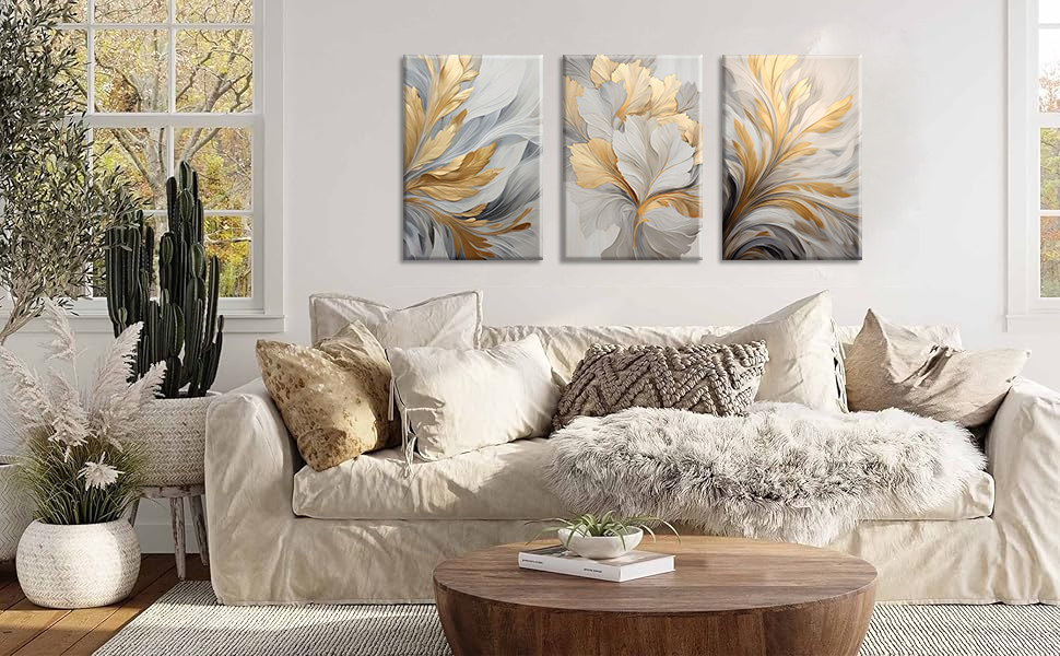 Abstracte geometrische wit en goud moderne Muur Poster Print Nordic Canvas Schilderij Art Pictures Woonkamer Home Decor 60x80cm (24x31in) x3 Frameloos