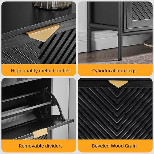 Vista 62 de HUSHEDIFY Armario de almacenamiento para zapatos con 2 cajones abatibles, organizador de zapatos estrecho oculto para entrada, zapatero delgado