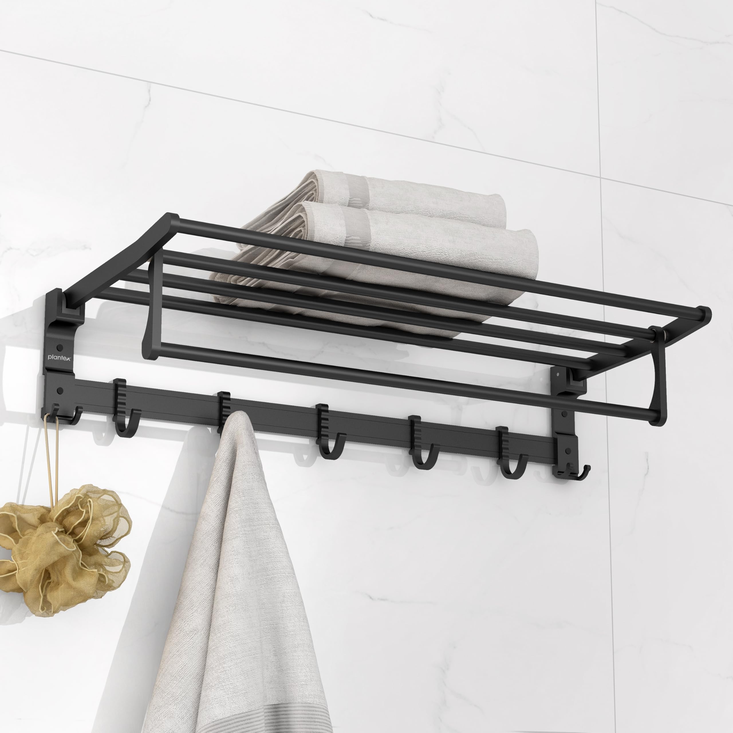 Plantex Aluminum Folding Towel Rack/Towel Stand/Hanger/Bathroom Access