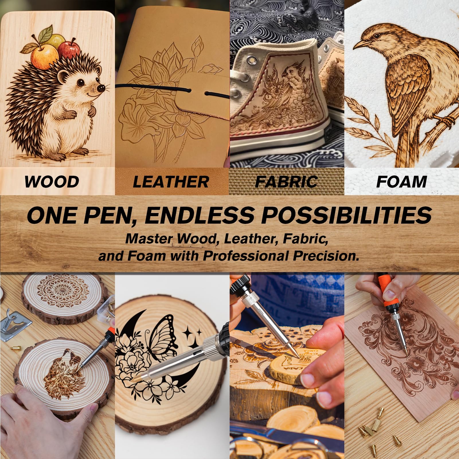 K KERNOWO Wood Burning Kit - Beginner Pyrography -9