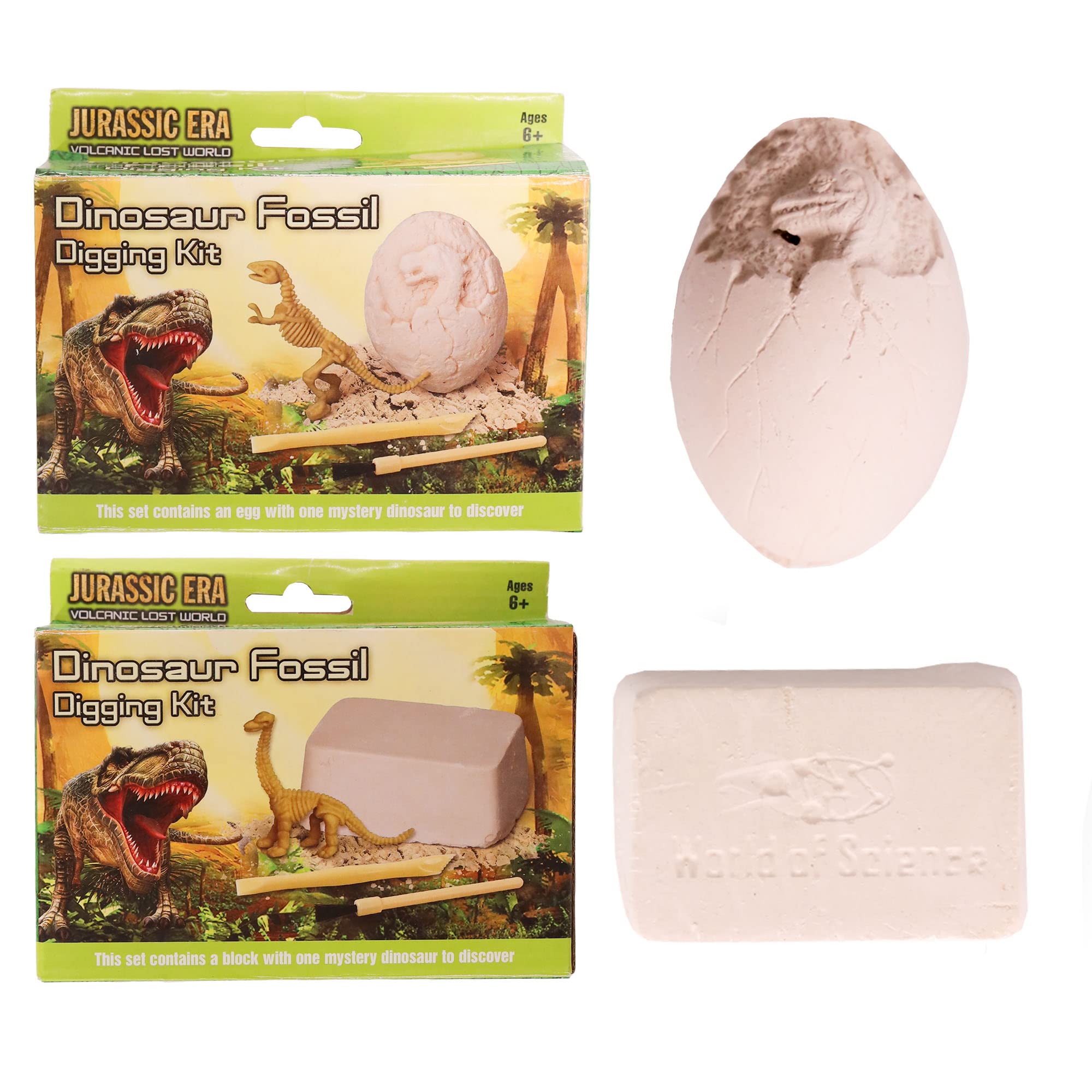 2 Pack Dinosaur Dig Out Kit, Archaeology Fossil Skeleton Excavation Set a Realistic Dinosaur Digging Adventure, Educational Science Mining Toy for Children